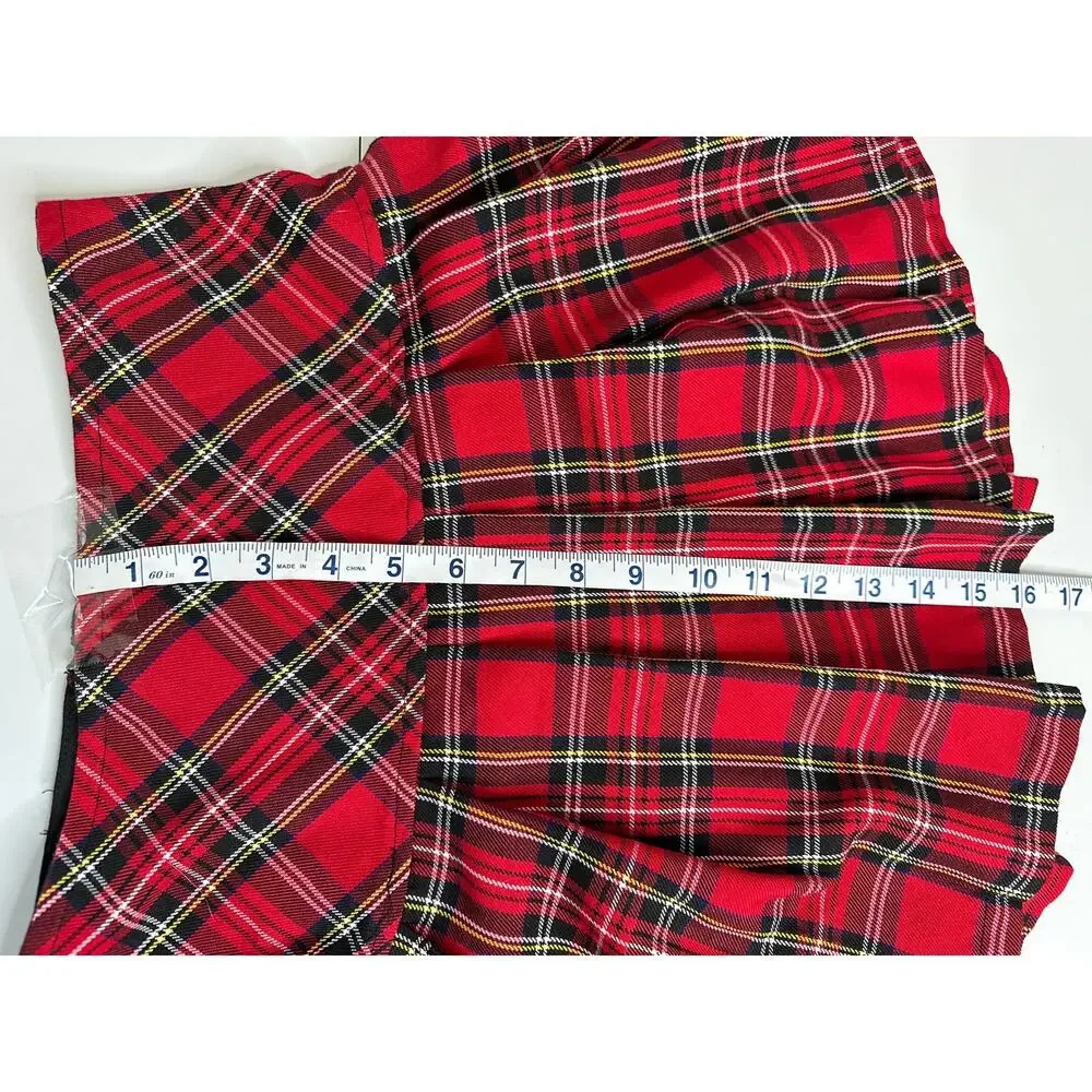 Royal Bones by Daang Mini Skirt Womens S Red Plaid Pleated Mall Goth Y2K Punk